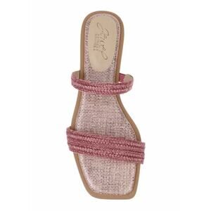 Jewel Badgley Mischka Helena Pink Jewel Flat Sandals Slide Summer Shoes 9.5